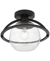 Possini Euro Oblys 12"W Black Ceiling Light with Clear Glass - Possini Euro Design