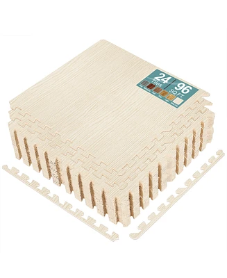 Sorbus Thick 3/8-inch Wood Grain Floor Foam Tile Mats (24 Tiles, 96 Sq ft)