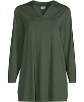 Lands' End Women's Plus Hooded Mini Swim Upf 50 Cover-Up Dress