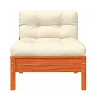 Patio Sofa with Cushions and Footstool Solid Wood Pine