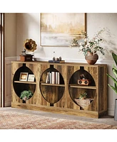 Tribesigns 68.11-Inch Long Console Table, 3-Tier Entryway Table with Storage, All-Wood Sofa Table Behind The Couch, Farmhouse Hallway Table for Entryw