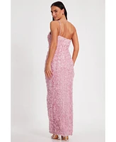 Quiz Women's One Shoulder Cut Out 3D Floral Maxi Dress