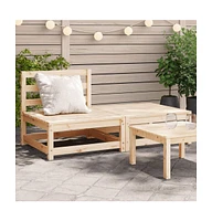 Patio Sofa Armless with Footstool Solid Wood Pine