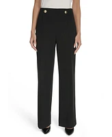 Halston Women's Button-Trim Straight-Leg Pants