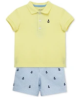 Little Me Baby Boys 2-Pc. Cotton Anchor Polo Shirt & Shorts Set