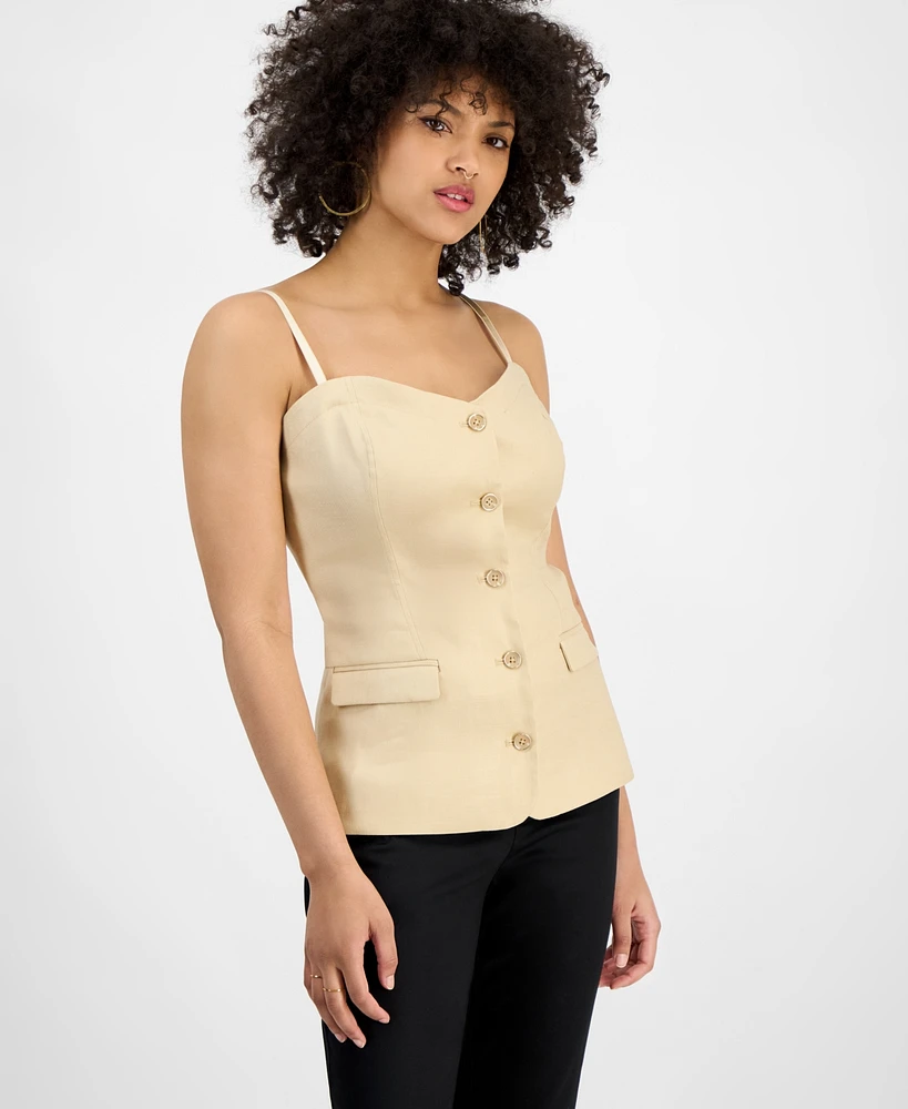 Guess Women's Isabeau Sleeveless Corset Button-Front Top