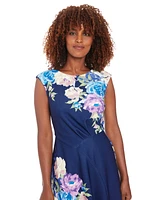 London Times Petite Floral Sleeveless Midi Dress