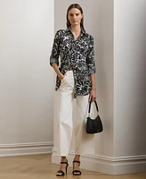 Lauren Ralph Women's Relaxed-Fit Floral Linen Shirt, Regular & Petite