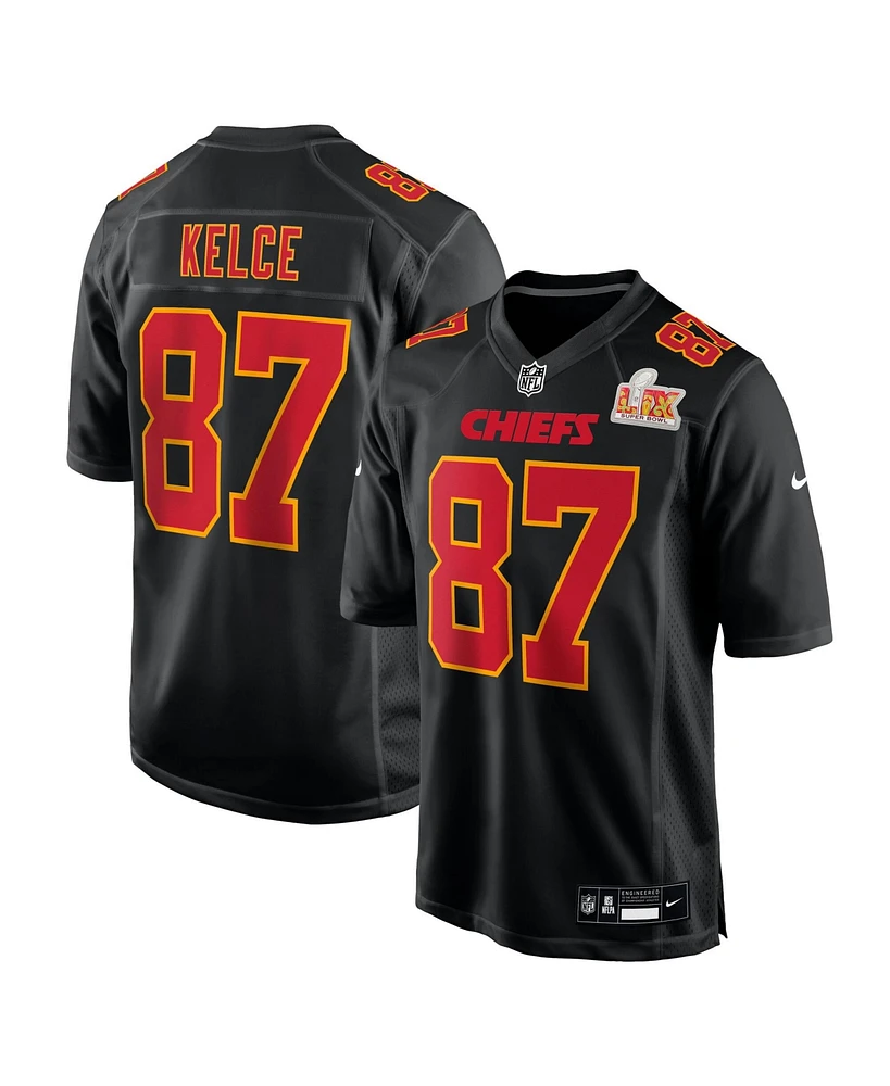 Nike Men's Travis Kelce Black Kansas City Chiefs Super Bowl Lix Patch Fashion Game Jersey