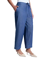 Jones New York Women's Cotton Wide-Leg Chambray Pants