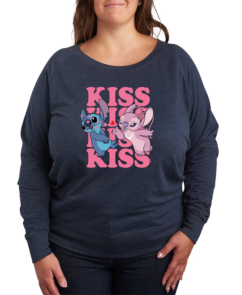 Hybrid Apparel Plus Stitch Valentines Day Kiss Crew Neck T-Shirt