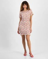 Guess Women's Claire Floral-Print Smocked Dress