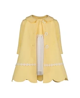 Blueberi Boulevard Baby Girls 2-Piece Daisy Embroidered Swing Coat Dress Set