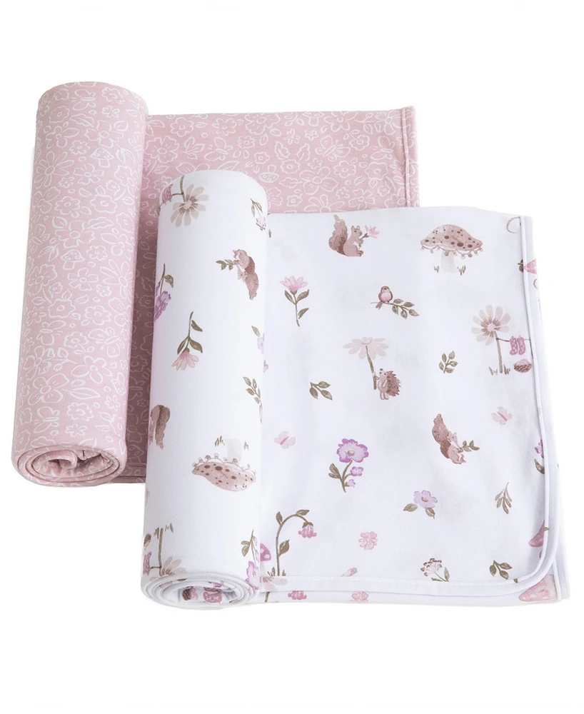 Living Textiles Baby Girls 2-Pack Mushroom House Collection Jersey Swaddle