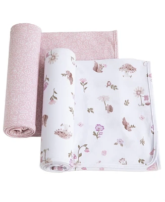 Living Textiles Baby Girls 2-Pack Mushroom House Collection Jersey Swaddle