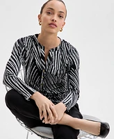 I.n.c. International Concepts Petite Printed Button-Front Top, Exclusively at Macy's
