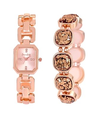 Jessica Carlyle Women's Shiny Rose Gold Tone Metal Alloy Analog Watch 22mm