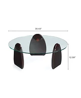 Manhattan Comfort 35.43" Artesia Modern Tempered Glass Top Coffee Table