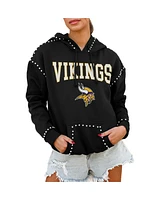 Gameday Couture Women's Black Minnesota Vikings Catch the Vibe Studded Pullover Hoodie