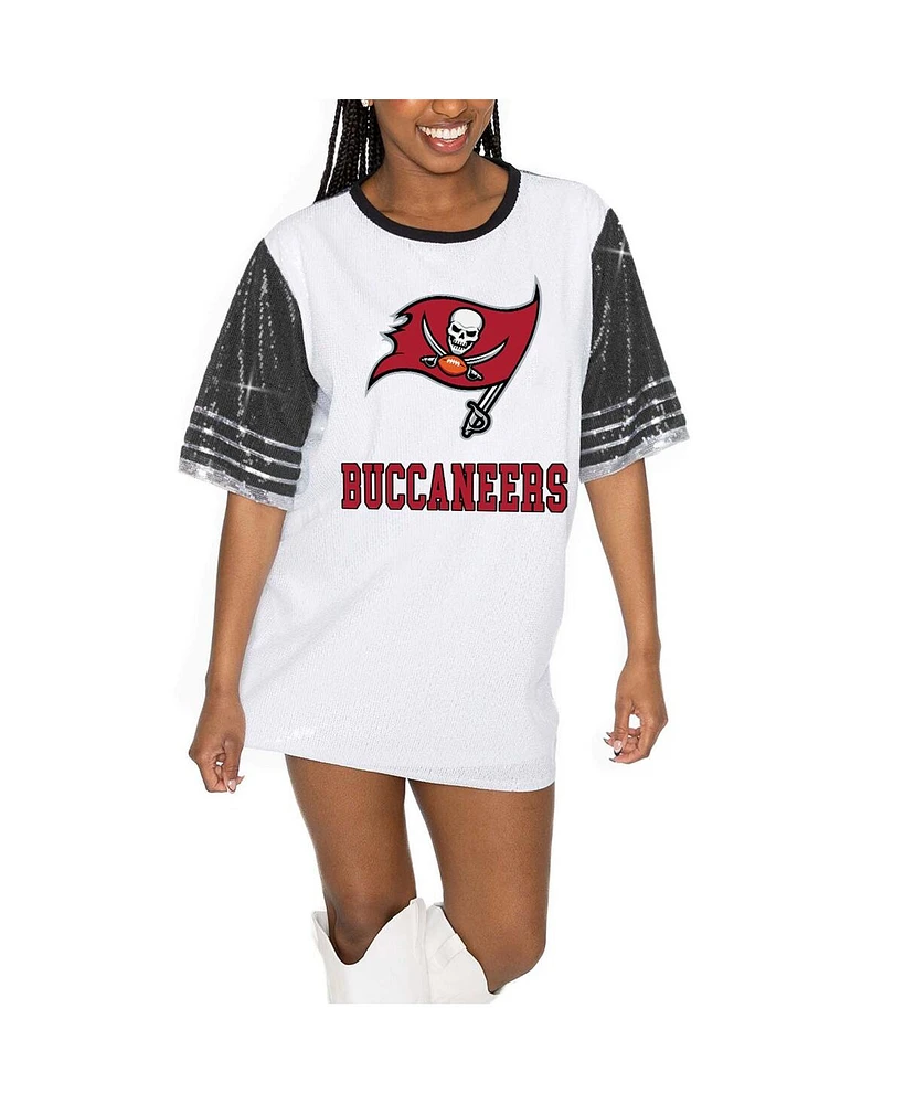 Gameday Couture Women's White/Black Tampa Bay Buccaneers Bling It Full Sequin Jersey Dress