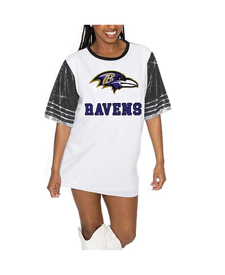 Gameday Couture Women's White/Black Baltimore Ravens Bling It Full Sequin Jersey Dress