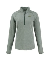 Cutter Buck Women's Heather Green Bay Packers Peshastin Eco Fleece Tri-Blend Raglan Half-Zip Jacket