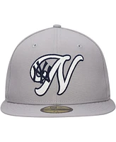 New Era Men's Gray York Yankees Duo Logo 2.0 59FIFTY Fitted Hat