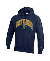 Champion Men's Navy West Virginia Mountaineers Vault Late Night Reverse Weave Pullover Hoodie