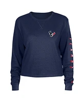 New Era Women's Navy Houston Texans Thermal Crop Long Sleeve T-Shirt