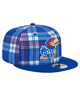 New Era Men's Royal Kansas Jayhawks Plaid 9FIFTY Snapback Hat