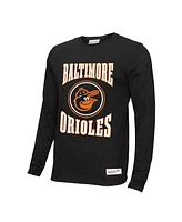 Mitchell & Ness Men's Black Baltimore Orioles Arched Logo Slub Long Sleeve T-Shirt