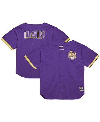 Mitchell & Ness Men's Purple Lsu Tigers Game Time Vintage Mesh Button Front Top