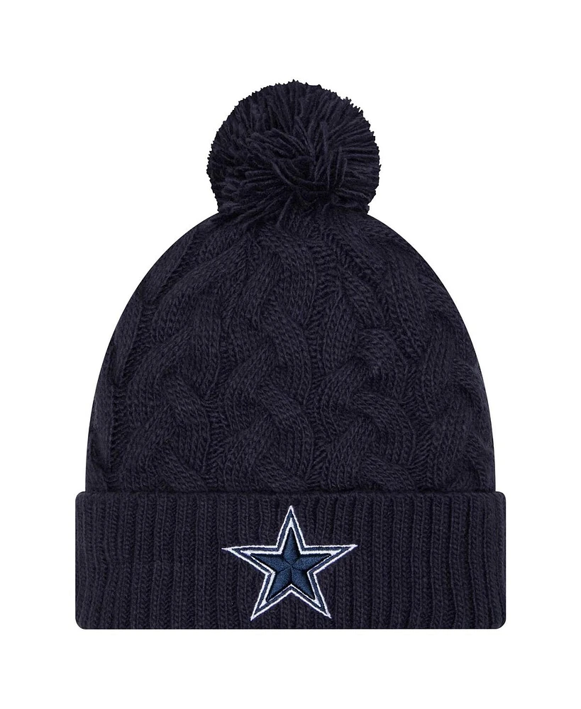 New Era Women's Navy Dallas Cowboys Cable Knit Hat with Pom