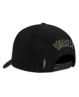 Pro Standard Men's Black Brooklyn Nets Metallic Logo Pinch Front Adjustable Hat