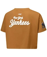 Pro Standard Women's Brown New York Yankees Paint The City Cropped Boxy T-Shirt