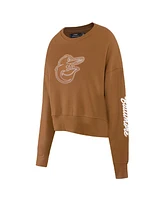 Pro Standard Women's Brown Baltimore Orioles Paint The City Pullover Cropped Sweatshirt