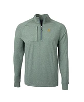 Cutter & Buck Men's Heather Green Notre Dame Fighting Irish Alumni Logo Adapt Knit Heathered Quarter-Zip Pullover Top