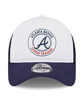 New Era Men's White/Navy Atlanta Braves Spring Training Circle Foam A-Frame 9FORTY Trucker Adjustable Hat