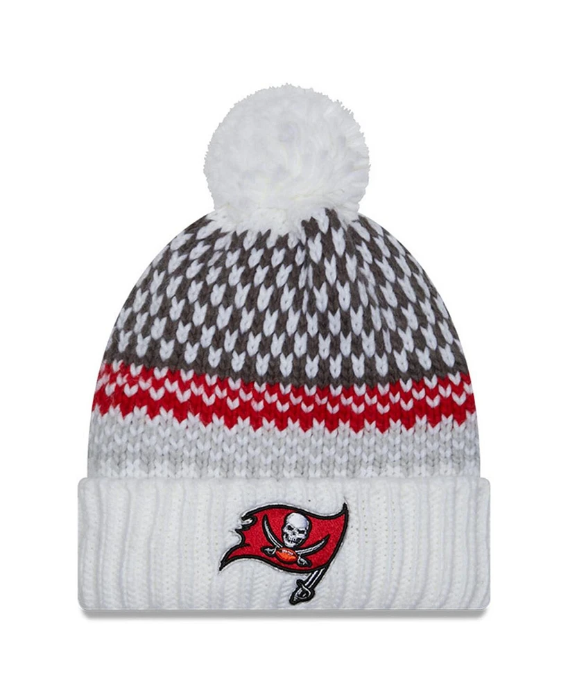 New Era Women's White Tampa Bay Buccaneers 2023 Sideline Cuffed Knit Hat with Pom