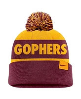 Nike Men's Gold/Garnet Minnesota Golden Gophers Peak Stripe Cuffed Knit Hat with Pom