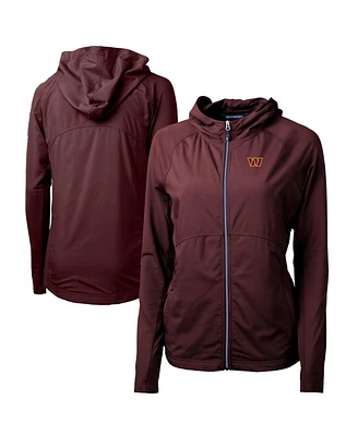 Cutter & Buck Women's Burgundy Washington Commanders Adapt Knit Hybrid Full-Zip Hoodie