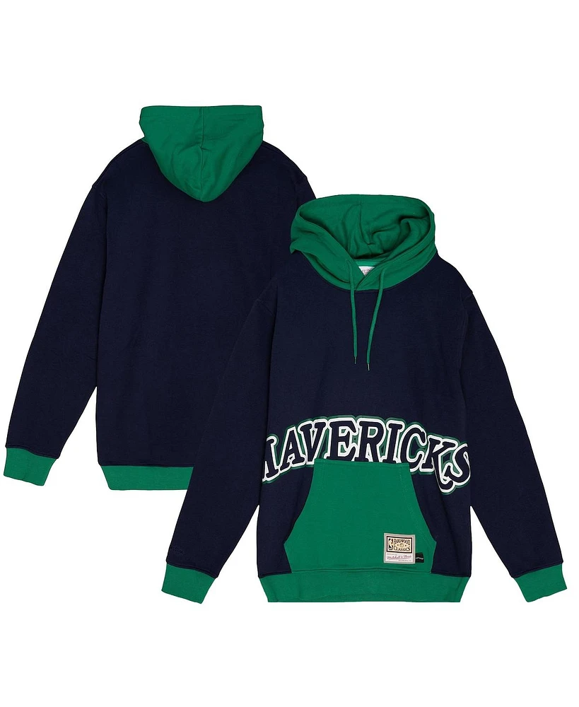Mitchell & Ness Men's Navy Dallas Mavericks Hardwood Classics Big Face 5.0 Pullover Hoodie