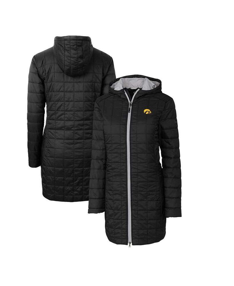 Cutter & Buck Women's Black Iowa Hawkeyes Rainier Primaloft Hooded Long Coat