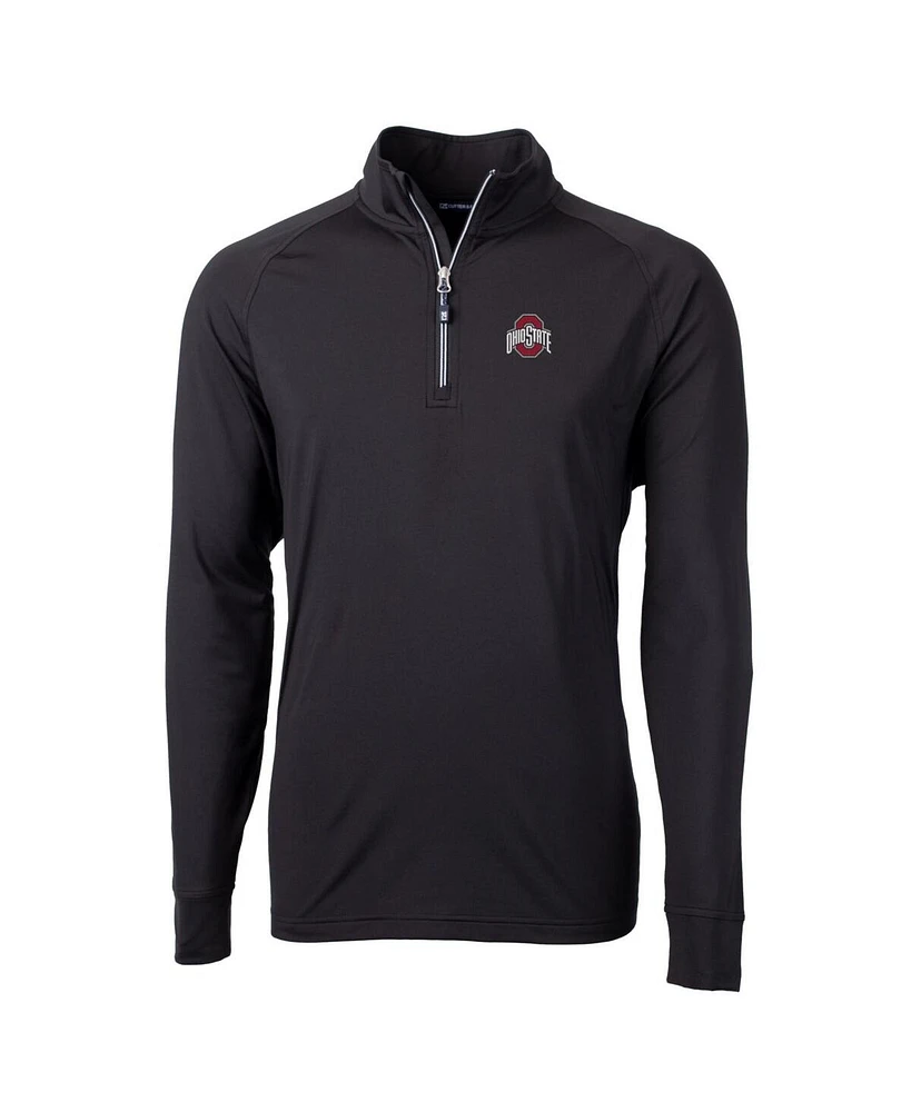 Cutter & Buck Men's Black Ohio State Buckeyes Adapt Knit Quarter-Zip Pullover Jacket