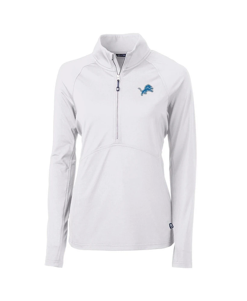 Cutter & Buck Women's White Detroit Lions Adapt Knit Half-Zip Pullover Jacket