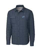 Cutter & Buck Men's Charcoal Detroit Lions Big Tall Rainier Shirt Jacket