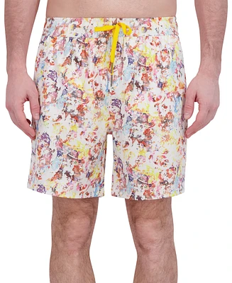 Robert Graham Men's Drew Floral Print Drawstring 7" Swim Trunks