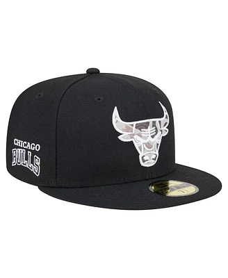 New Era Men's Black Chicago Bulls Camo Print Uv 59FIFTY Fitted Hat