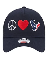 New Era Women's Navy Houston Texans Peace Love Trucker 9FORTY Adjustable Hat