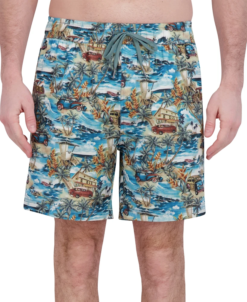 Robert Graham Men's Drew Floral Print Drawstring 7" Swim Trunks